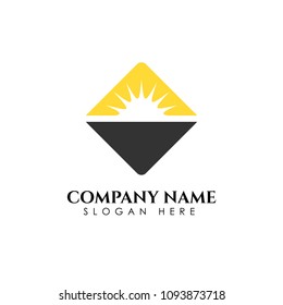 Sunrise logo template. Vector illustration Icon Logo Template Sun over horizon