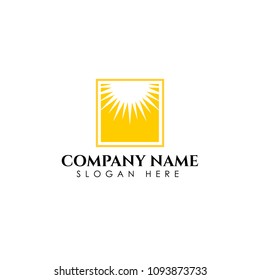 Sunrise logo template. Vector illustration Icon Logo Template Sun over horizon