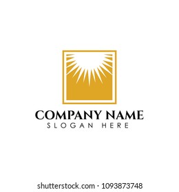 Sunrise logo template. Vector illustration Icon Logo Template Sun over horizon