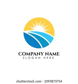 Sunrise logo template. Vector illustration Icon Logo Template Sun over horizon