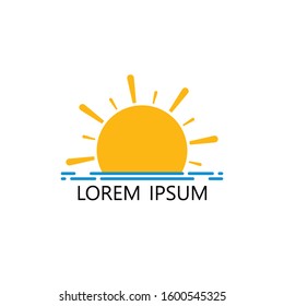 Sunrise logo template. Vector illustration Icon Logo Sun over horizon.