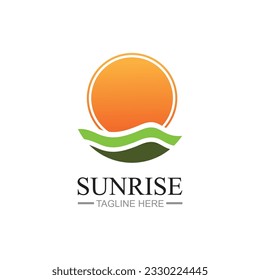 Sunrise logo template. Vector illustration Icon Logo Template Sun over horizon