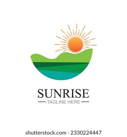 Sunrise logo template. Vector illustration Icon Logo Template Sun over horizon