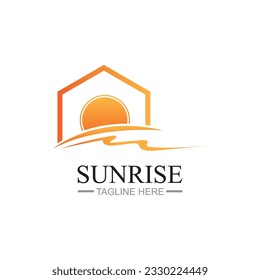 Sunrise logo template. Vector illustration Icon Logo Template Sun over horizon