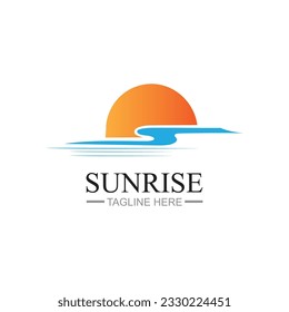 Sunrise logo template. Vector illustration Icon Logo Template Sun over horizon