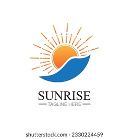 Logo-Vorlage für Sonnenaufgang. Vektorgrafik-Symbol Logo-Vorlage Sun über Horizont