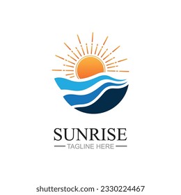 Sunrise logo template. Vector illustration Icon Logo Template Sun over horizon