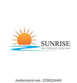 Sunrise logo template. Vector illustration Icon Logo Template Sun over horizon