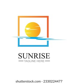 Sunrise logo template. Vector illustration Icon Logo Template Sun over horizon
