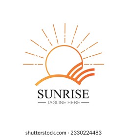 Sunrise logo template. Vector illustration Icon Logo Template Sun over horizon