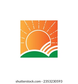 Sunrise logo template. Vector illustration Icon Logo Template Sun over horizon