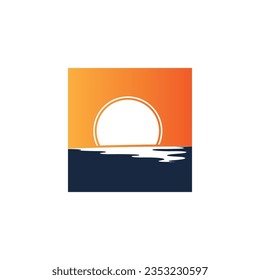 Sunrise logo template. Vector illustration Icon Logo Template Sun over horizon