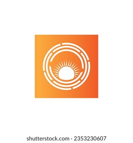 Sunrise logo template. Vector illustration Icon Logo Template Sun over horizon