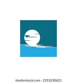 Plantilla de logotipo de Sunrise. Icono de ilustración de vectores Plantilla de logotipo Sol sobre horizonte