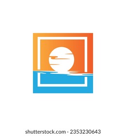 Sunrise logo template. Vector illustration Icon Logo Template Sun over horizon