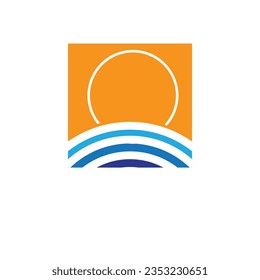 Logo-Vorlage für Sonnenaufgang. Vektorgrafik-Symbol Logo-Vorlage Sun über Horizont