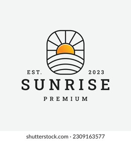 sunrise logo vector icon illustration hipster vintage retro .