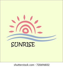 Sunrise Logo Vector, Sun and Sea Illustration