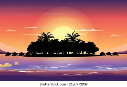Sunrise Maldives Summer Holiday Beach Sea Island Vacation Travel View