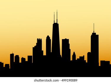 Sunrise Morning Chicago Skyline - Vektorgrafik