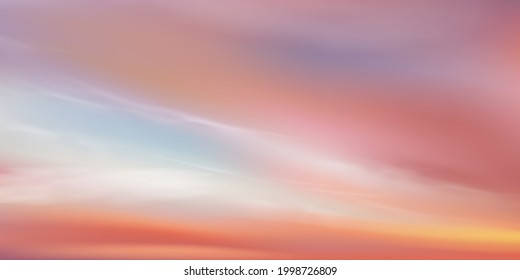 Sunrise in Morning with Orange,Yellow and Pink sky, Dramatic twilight landscape with Sunset dusk sky in evening, Vector mesh horizon banner of sunlight for four seasons. Beautiful natural background