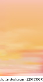 Sunrise in Morning with Orange,Yellow and Pink sky, Vertical Dramatic twilight landscape with Sunset in evening, Vector mesh horizon Sky  banner of sunrise or sunlight for four seasons background