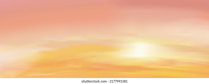 Sunrise in Morning with Orange,Yellow and Pink sky,Dramatic twilight landscape with Sunset in evening,Vector beautiful romatic dusk Sky banner of Sunset or sunlight for four seasons background