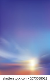 Sunrise in Morning with Orange,Yellow,Pink, blue sky,Vertical Dramatic twilight landscape with Sunset in evening,Vector Sky scape banner of sunrise or sunlight for four seasons background