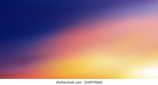 Sunrise in Morning with Orange,Yellow,Pink,Purple sky, Dramatic twilight landscape with Sunset in evening, Vector Romantic Sky banner of Sunset or sunlight for four seasons background