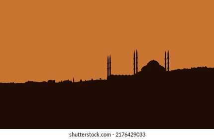 Sunrise and mosque silhouette in Istanbul