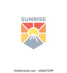 Sunrise with mountain illustration logo design vector template