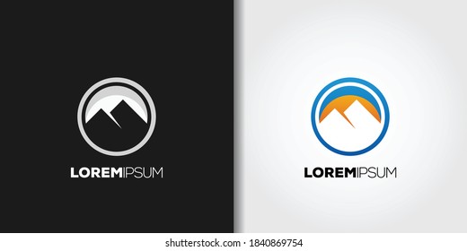 sunrise mountain logo set idea template vector