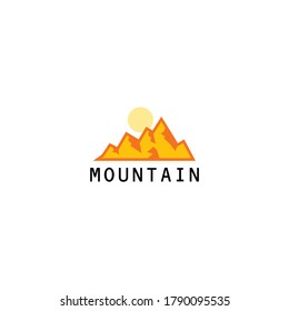 Sunrise Mountain Logo vector with orange and Yellow concept 