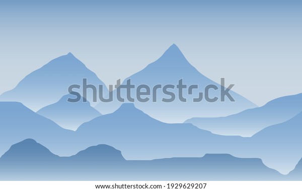 Sunrise in mountains. Colour mountains
landscape. Hiking - morning view. Vector
background