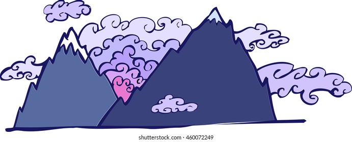 Sunrise in the mountains. illustration