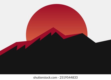 sunrise mountains illustration, minimal illustration