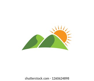 sunrise and Mountains Logo Template