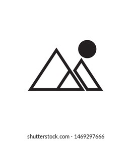 Sunrise with mountains logo template vector nature icon design