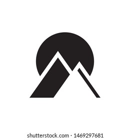 Sunrise with mountains logo template vector nature icon design