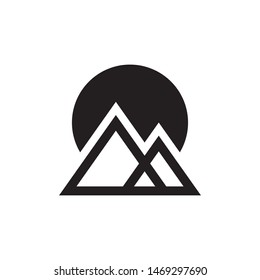 Sunrise with mountains logo template vector nature icon design