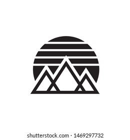 Sunrise with mountains logo template vector nature icon design