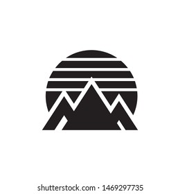 Sunrise with mountains logo template vector nature icon design