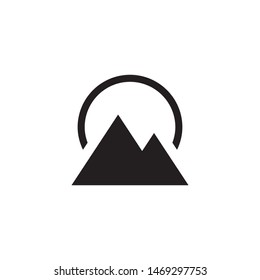 Sunrise with mountains logo template vector nature icon design