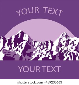 Sunrise in the mountains. Place for text. Simple vector. 