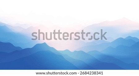 Sunrise in the mountains, ridges in the morning light, minimalistic landscape, vector illustration