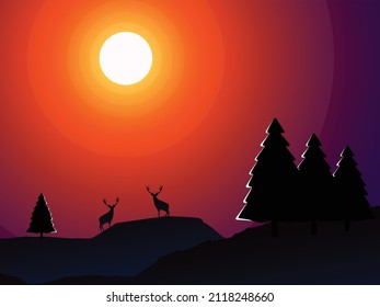 sunrise in mountains, sunset in mountains, sunset and sunrise background, deer background in beautiful, beautiful sky