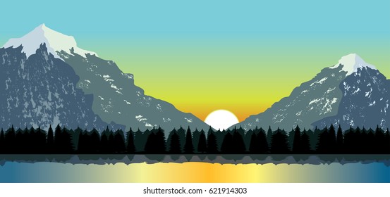 Sunrise in the mountains
vector nature illustration