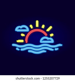 Sunrise neon effect on dark background illustration