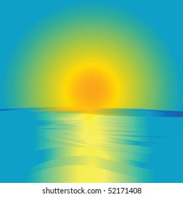 Sunrise and ocean, abstract representation