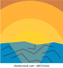 Sunrise ocean sea art vector